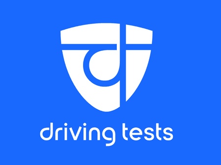 Blue button with Driving-Tests.org logo