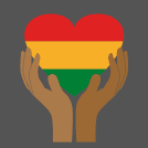 Image of hands holding a red, yellow and green heart