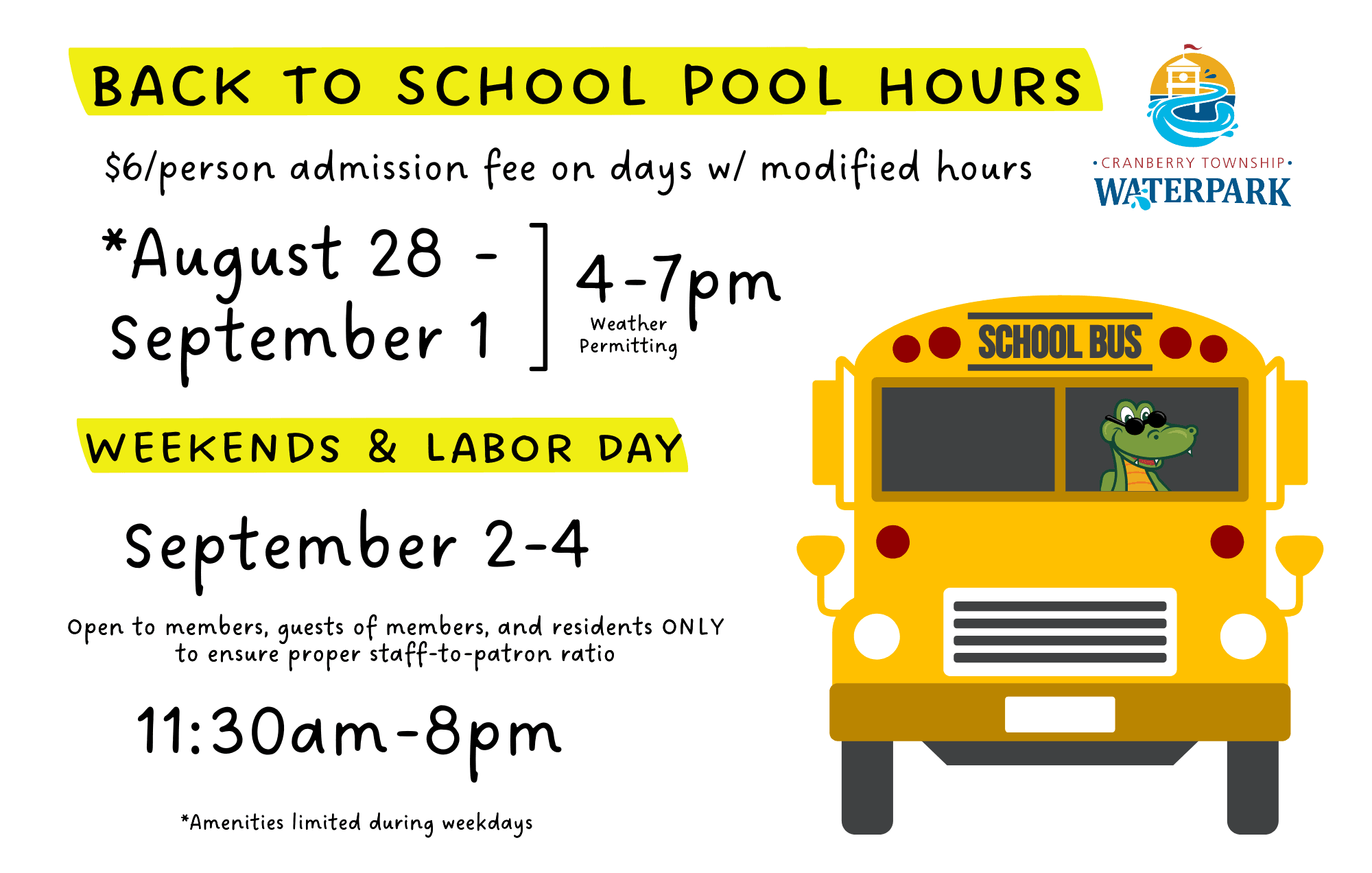 Modified Pool Hours LAST WEEK 2023